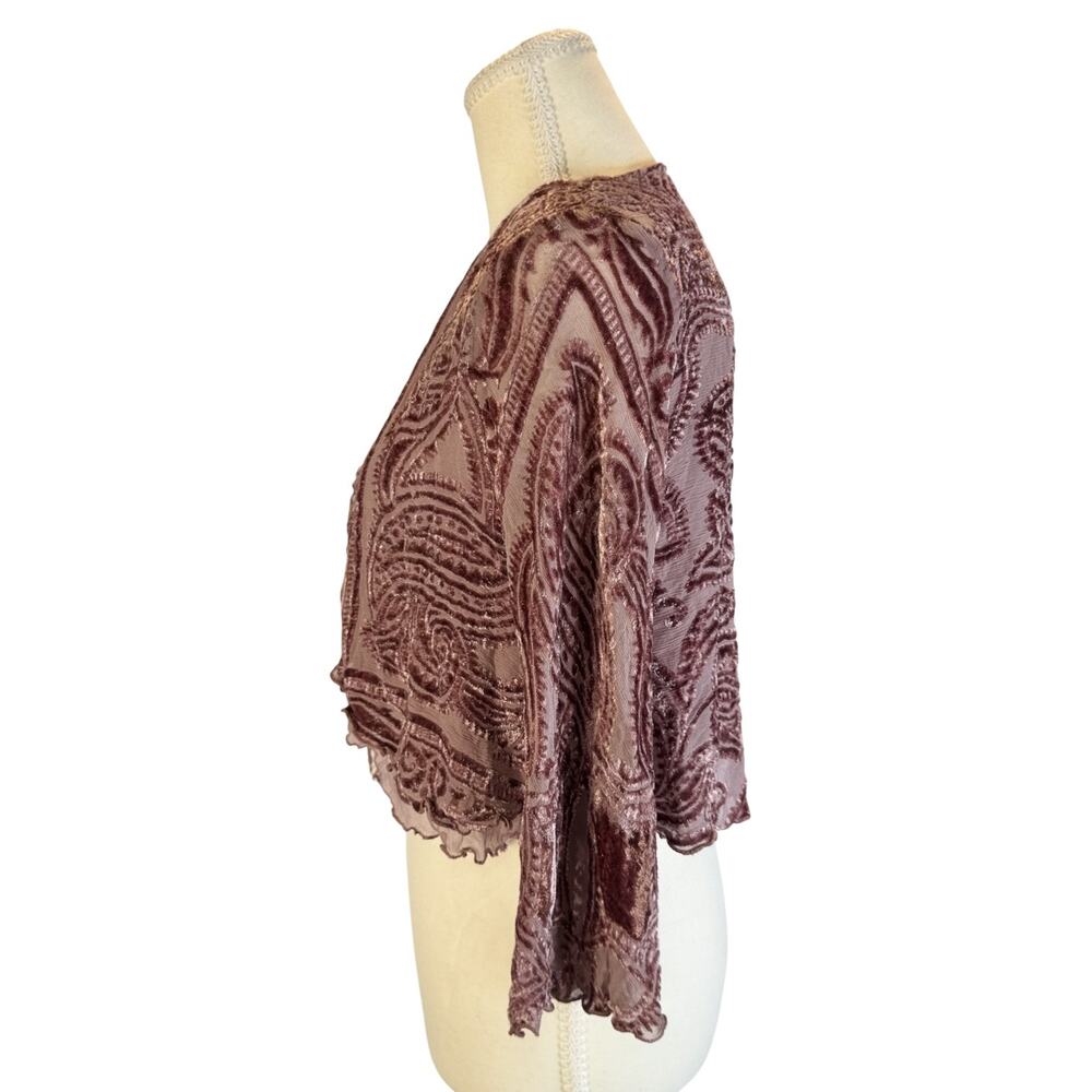 Marian Clayden Silk Cardigan Mauve Pink Women’s Medium Cropped Boho Fairycore - Picture 8 of 16